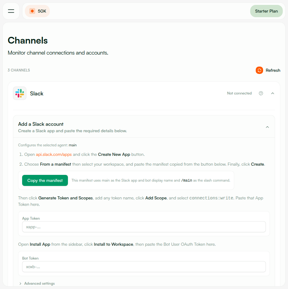 PW-2.1 — Slack token setup